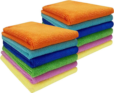 Hitvik Microfiber Vehicle Washing  Cloth(Pack Of 12, 300 GSM)