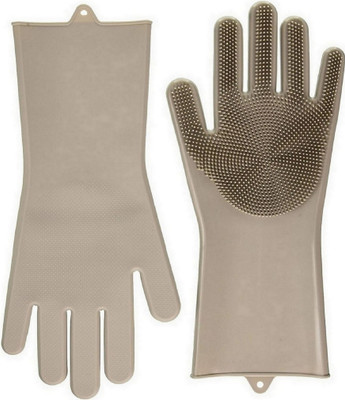 RBGIIT Magic Silicone Gloves Scrubbing Gloves for dishes, dishwashing gloves with scrubbers, dish gloves for kitchen, car wash, and pet care Wet and Dry Glove Set(Medium Pack of 4)