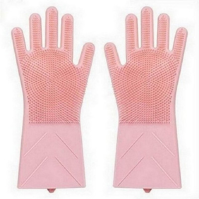 RBGIIT Magic Silicone Gloves Scrubbing Gloves for dishes, dishwashing gloves with scrubbers, dish gloves for kitchen, car wash, and pet care Wet and Dry Glove Set(Medium Pack of 4)