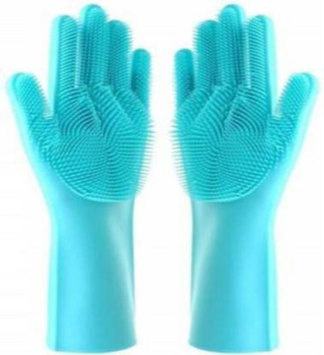 Kasangati SiliconeGloves with Reusable Heat Resistant Tool for Cleaning,Dish Washing 1pair Wet and Dry Glove(Free Size)