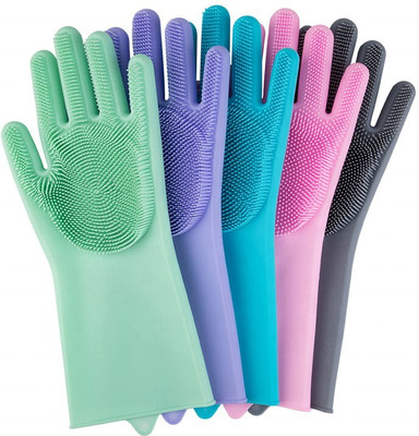 Zemlite Magic Silicon Gloves With Scrubber- for Cleaning, Utensils, Wet and Dry Glove(Free Size)