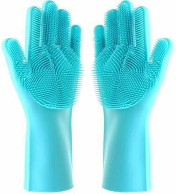 Kireka SiliconeGloves with Reusable Heat Resistant Tool for Cleaning,Dish Washing 1pair Wet and Dry Glove(Free Size)