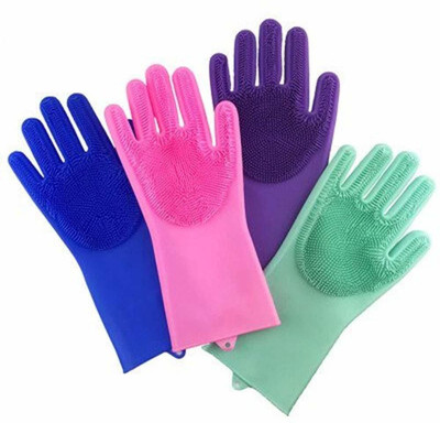 ABlue Clipper Magic Silicone Dish Washing Gloves Use for Washing Dishes, Fruit Cleaning Vegeta Wet and Dry Glove(Free Size)