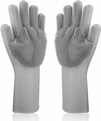 Moxtiza Magic Silicon Non-Slip Scrubbing Gloves for Dishwashing for Kitchen/Scrubbing Gloves for Pet Grooming/Household Cleaning/Multipurpose Use Silicone Scrub Wet and Dry Glove(Free Size) Moxtiza Magic Silicon Non-Slip Scrubbing Gloves for Dishwashing for Kitchen/Scrubbing Gloves for Pet Grooming/Household Cleaning/Multipurpose Use Silicone Scrub Wet and Dry Glove(Free Size)