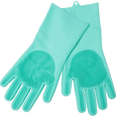 SKEPTIK Silicone Scrubbing Gloves, Non-Slip, Dishwashing and Pet Grooming, Magic Latex Gloves for Household Cleaning Great for Protecting Hands in Dish Washing Wet and Dry Glove(Free Size)