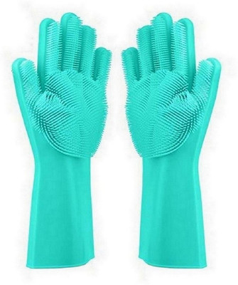 RBGIIT Magic Silicone Gloves Scrubbing Gloves for dishes, dishwashing gloves with scrubbers, dish gloves for kitchen, car wash, and pet care Wet and Dry Glove Set(Medium Pack of 4)