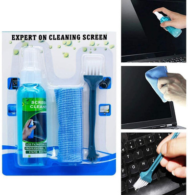 Nilesh (Pack of 1) 3-in-1 Screen Cleaning Kit with Soft Brush & Microfiber Cloth for Computers, Laptops(CLEANING KIT)