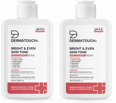 Dermatouch Bright & Even Skin Tone Gentle Cleanser | Helps Reduce Dark Spots & Uneven Tone | pH 5.5 Daily |(Pack of 2) Face Wash(200 ml)