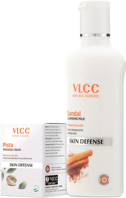 VLCC Sandal Cleansing Milk - 100 ml and Pista Massage Cream - 50 g(2 Items in the set)