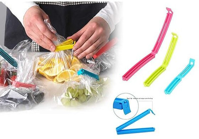 PLIRAXY Food Storage Clips Series Small, Medium & Large (Set of 3 Sizes)(6*8*10 cm) High-Quality Plastic Food Bag Clip(Set of 18, Multicolor)