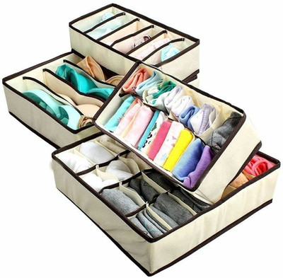 VYATIRANG Foldable Cloth Storage Box Closet Dresser Cupboard Drawer Organizer Drawer Divider(Fabric)