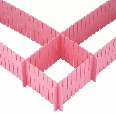 ARTH Adjustable Interlocking Drawer Clapboard Divider (8 Pc, Pink) Drawer Divider(Plastic)