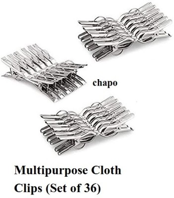 chapo Steel Clothes Clips - Set of -36 Stainless Steel Cloth Clips(Silver Pack of 36)