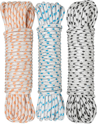 Kabi Aggro Rope for Cloth Drying 10 Meter each Pack of 3 Rassi Polyester Clothesline(10 m)