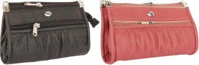 HouseOfCommon Casual, Formal, Party, Sports Pink, Black  Clutch(Pack of: 2)