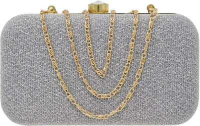 HouseOfCommon Casual, Formal, Party, Sports Silver  Clutch