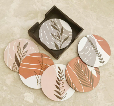 Sketchfab Round Wood Coaster Set(Pack of 6)