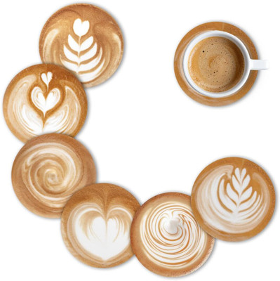 craftinky Round Wood Coaster Set(Pack of 6)