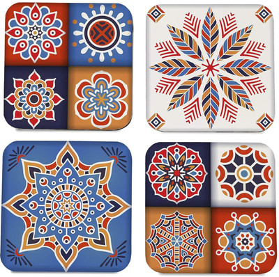 Kaynka Square Reversible Wood Coaster Set(Pack of 4)