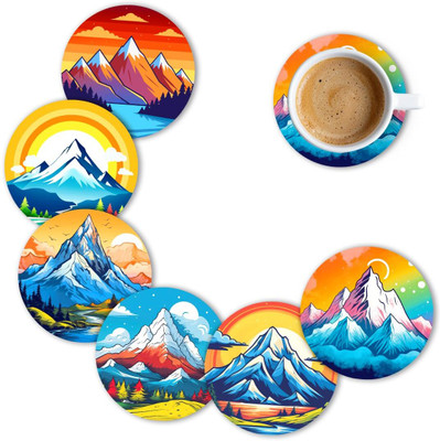 craftinky Round Wood Coaster Set(Pack of 6)