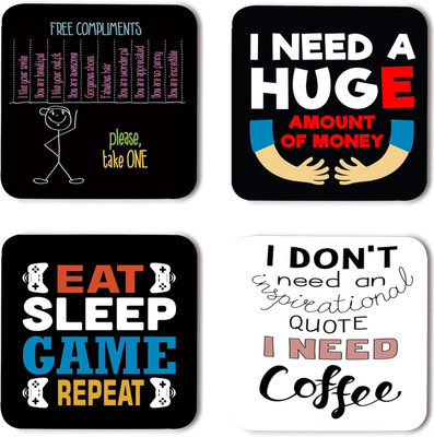 Kaynka Square Reversible Wood Coaster Set(Pack of 4)