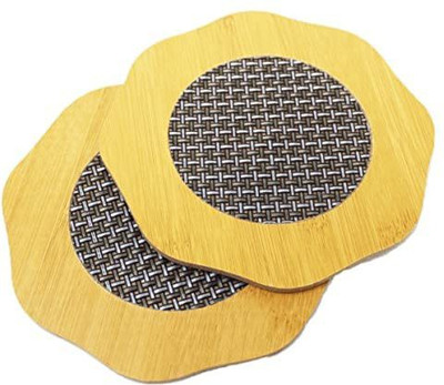 JANCOM Round Pack of 2 Table Placemat(Yellow, Natural Bamboo)
