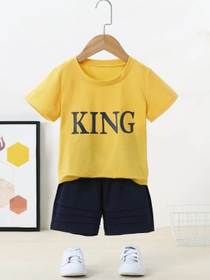 KIDDY STAR Boys Casual T-shirt Shorts(Yellow)