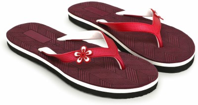 TWO SOFT Women Stylish Women Slippers Lightweight Comfort Fancy Flip Flops For women& Girls Slippers(Maroon , 6)