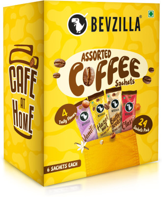 Bevzilla 24 Sachets Pack (4 Tasty Flavors) (6 Sachets Each) Assorted Instant Coffee(24 x 2 g, Assorted Flavoured)