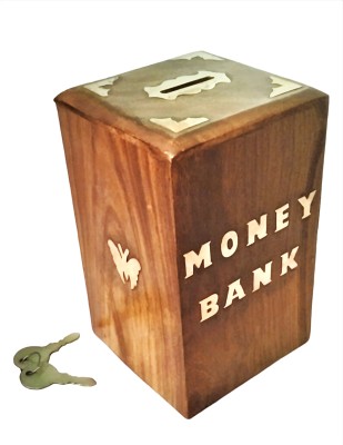 ARK WOOD ART new stylish wood bank Coin Bank(Brown)
