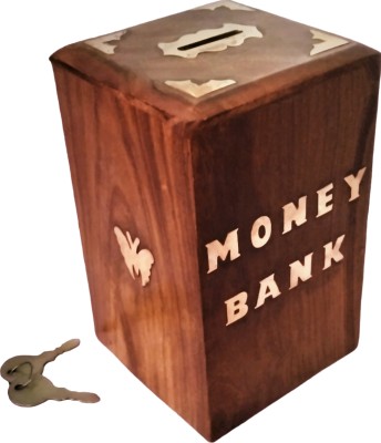 ARK WOOD ART new wooden money bank Coin Bank(Brown)