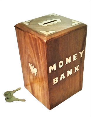 ARK WOOD ART wood cashbox Coin Bank(Brown)