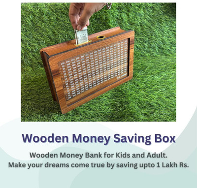 Impexlabh Wodden Gullak Money Saving Box Piggy Bank Coin Bank_wd09 Coin Bank(Brown)
