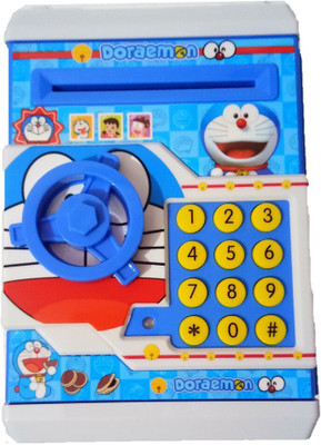 BMT Doremon Electronic Piggy Bank/money locker/ATM Coin Bank (Multicolor) Coin Bank(Multicolor)