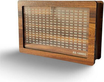 XORTIC Wooden Savings Box with Purposeful Design Coin Bank(Brown)