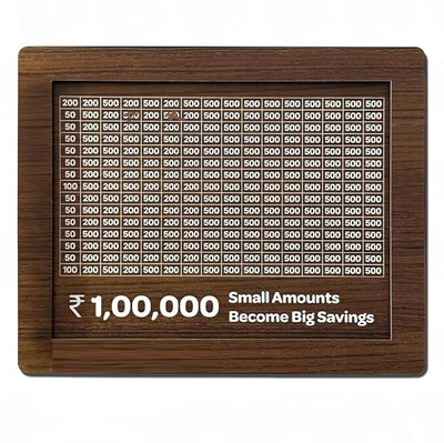 shivu craft Wooden Piggy Bank with Target Chart Coin Bank(Brown)