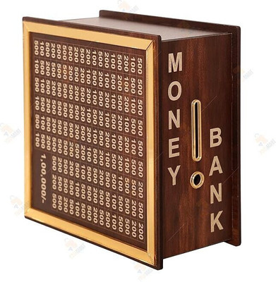 Cleveran Wooden Money Saving Box|Counting target money box | Coinbox for saving Coin Bank Coin Bank(Brown)