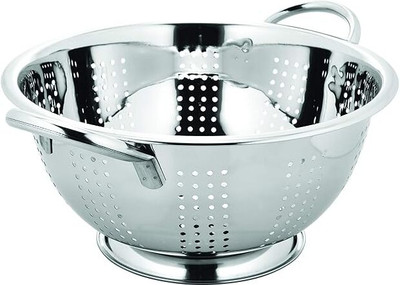 PRABHA Best Quality Stainless Steel Strainer Bowl 26Cm Vegetable Colander Bowl Collapsible Colander(Silver Pack of 1) deal from flipkart