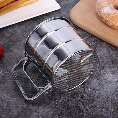 FRP ENTERPRISES Flour Sifter for Baking, Durable Mesh Sieve with Comfortable Handle Sieve(Steel Pack of 1)