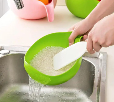 Lozenge Handle Rice Bowl or Plastic Strainer Colander for Rice Collapsible Strainer(Multicolor Pack of 1)