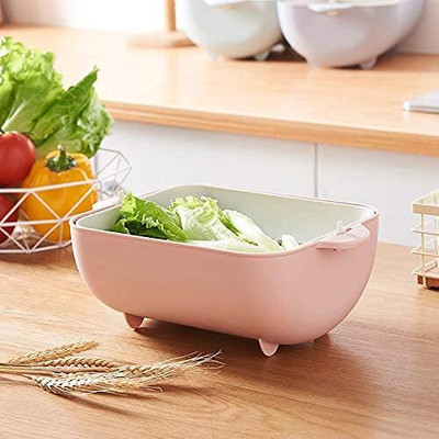 Shree Ganesh Enterprice 2 in 1 Double Layer Sink Strainer- Multi-Functional Washing Fruits & Vegetable Sink Strainer Bowl Collapsible Strainer(Multicolor Pack of 1)