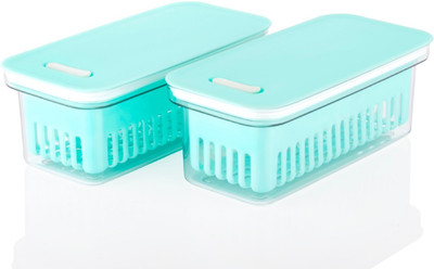 Analog Kitchenware Plastic Fridge Container  - 1000 ml(Pack of 2, Multicolor)
