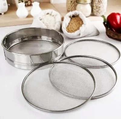 Heinriched Stainless steel 4 in 1 interchangeable sieves for Wheat Rice Strainer(Silver Pack of 1)