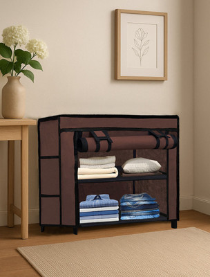 GlowSilk Small Cloths Wardrobe Carbon Steel Collapsible Wardrobe(Finish Color - Brown1, DIY(Do-It-Yourself))