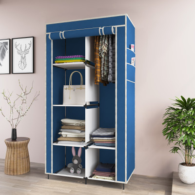 MS MODSTYLE PP Collapsible Wardrobe(Finish Color - Blue, DIY(Do-It-Yourself))