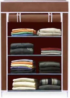 EEMWAY Carbon Steel Collapsible Wardrobe(Finish Color - BROWN, DIY(Do-It-Yourself))