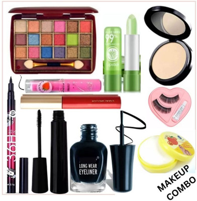 lately eyeshadow with eyeliner mascara compact sindoor eyelash & nail polish remover(10 Items in the set)