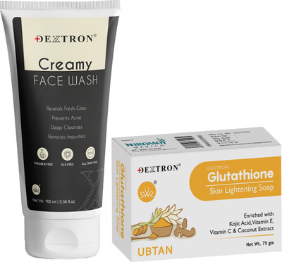DEXTRON Creamy Face Wash & Ubtan Soap Skin Brightening Combo – 175g(1 Items in the set)