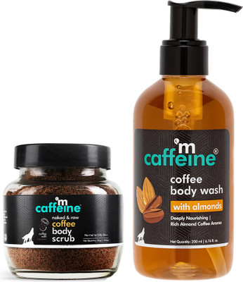 mCaffeine Coffee Body Scrub & Almond Body Wash|De Tan Exfoliation & Tan Removal(2 Items in the set)