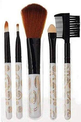 Sarbeau Makeup brushes set of 5 Designer colourful for Makeup with pouch(Pack of 5)
